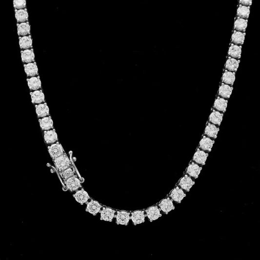 White Gold Plated Round Cut Diamond Tennis Chain